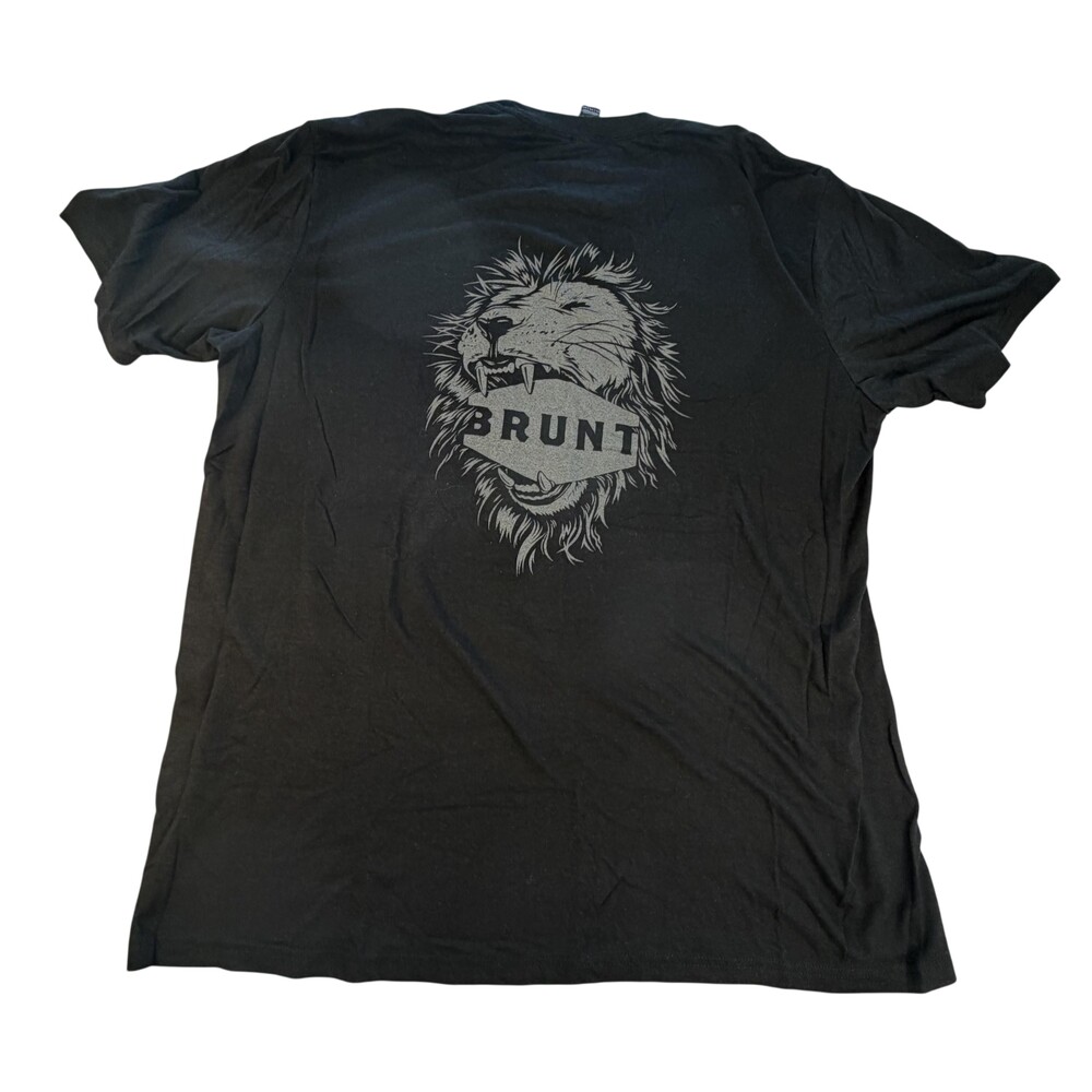 Brunt District Shirt Mens 2XL Black Lion Logo Graphic Tee Back Print